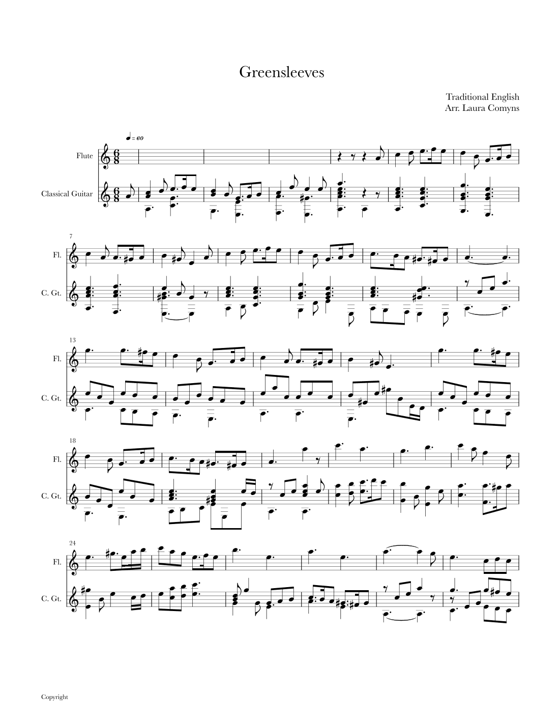 Greensleeves (arr. Laur Comyns)