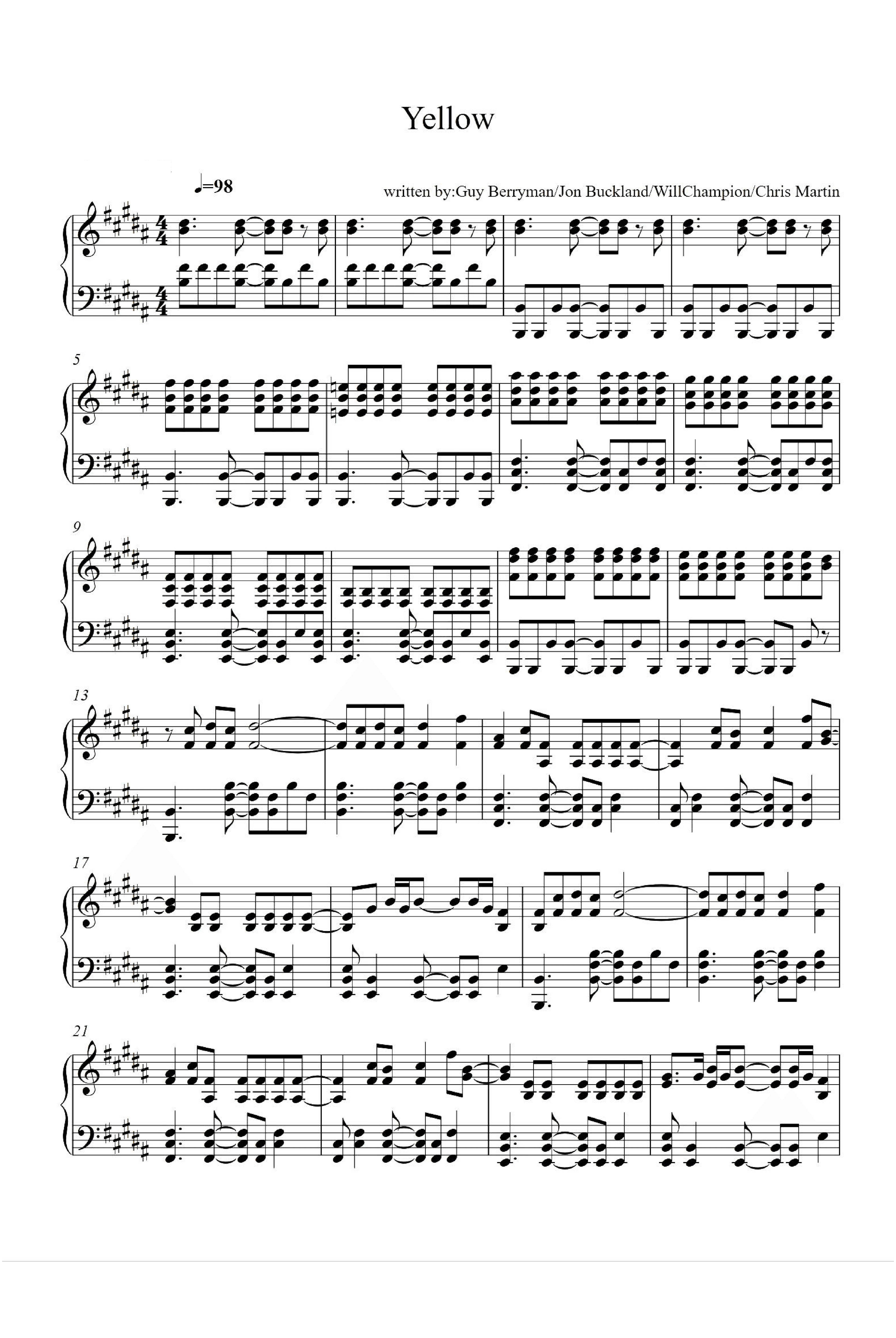 Yellow (arr. Coldplay)