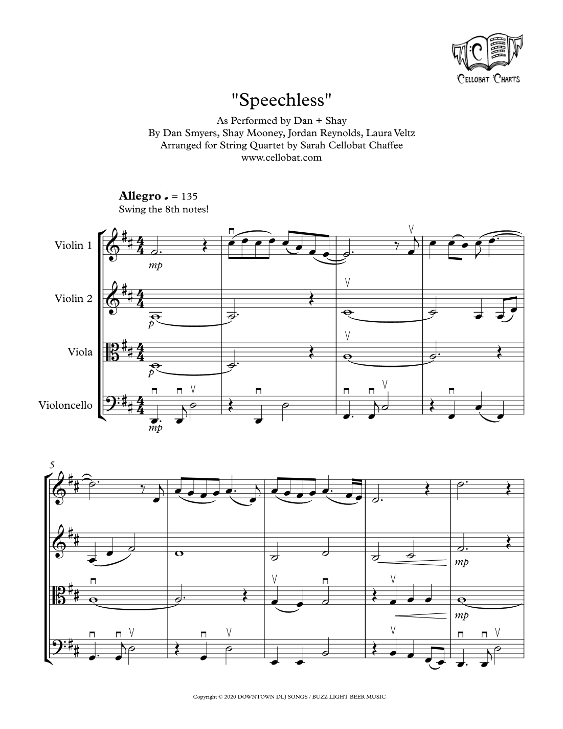 Speechless (arr. Sarah Cellobat Chaffee)