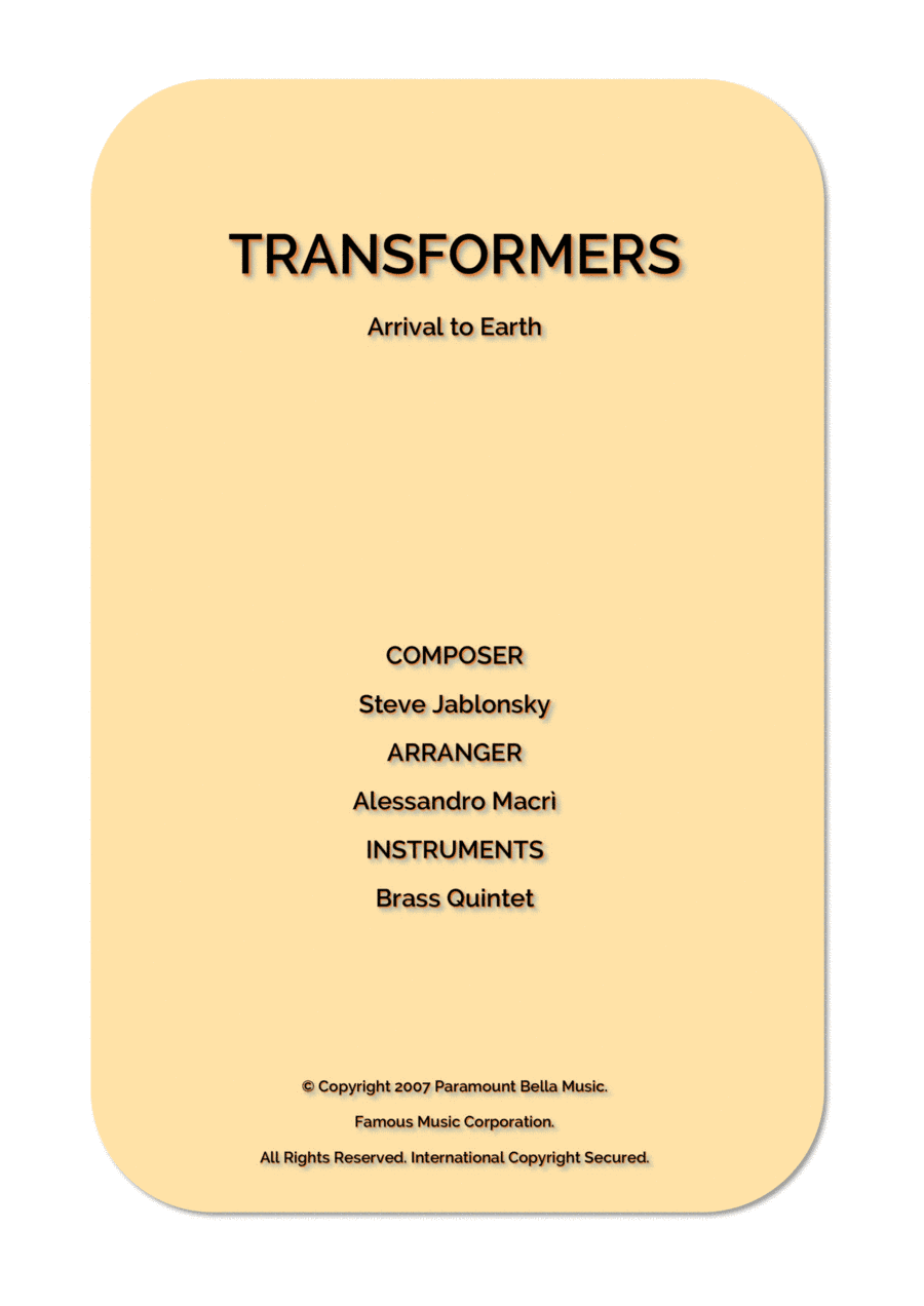 Transformers: Arrival To Earth (arr. Alessandro Macrì)