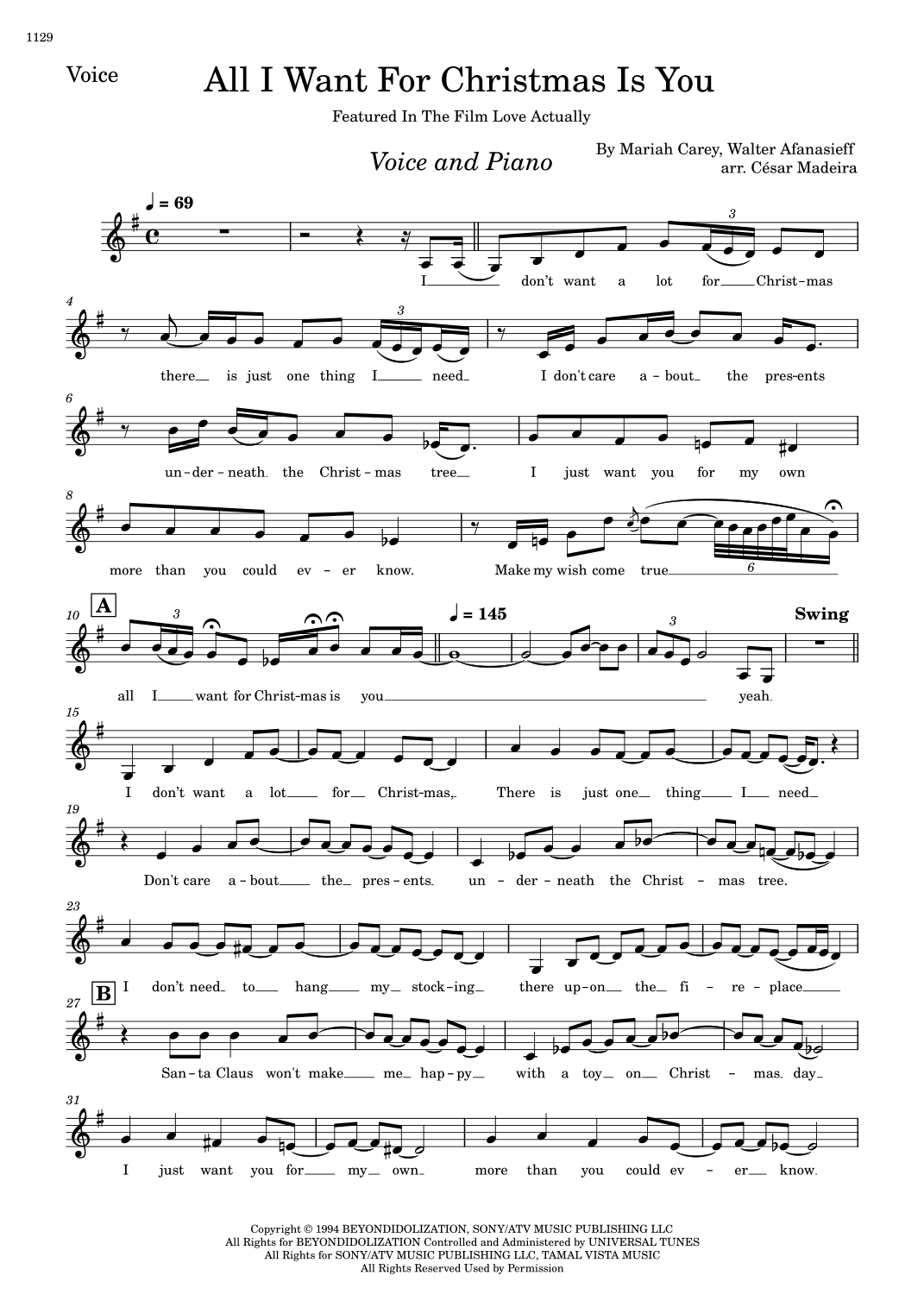 All I Want For Christmas Is You (arr. César Madeira)