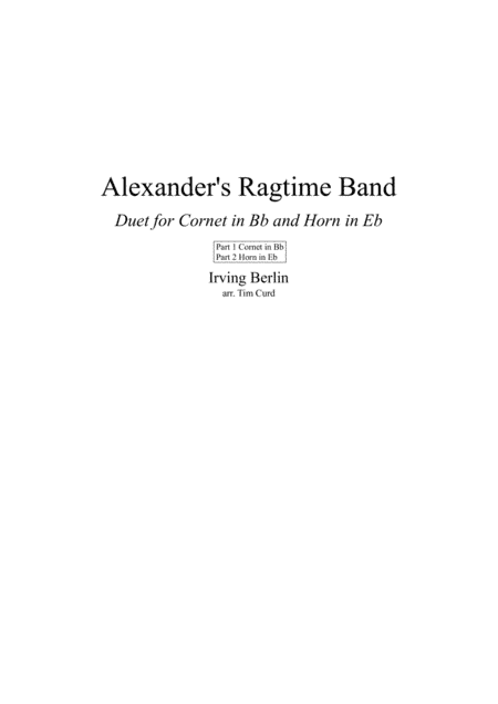 Alexander's Ragtime Band (arr. Tim Curd)