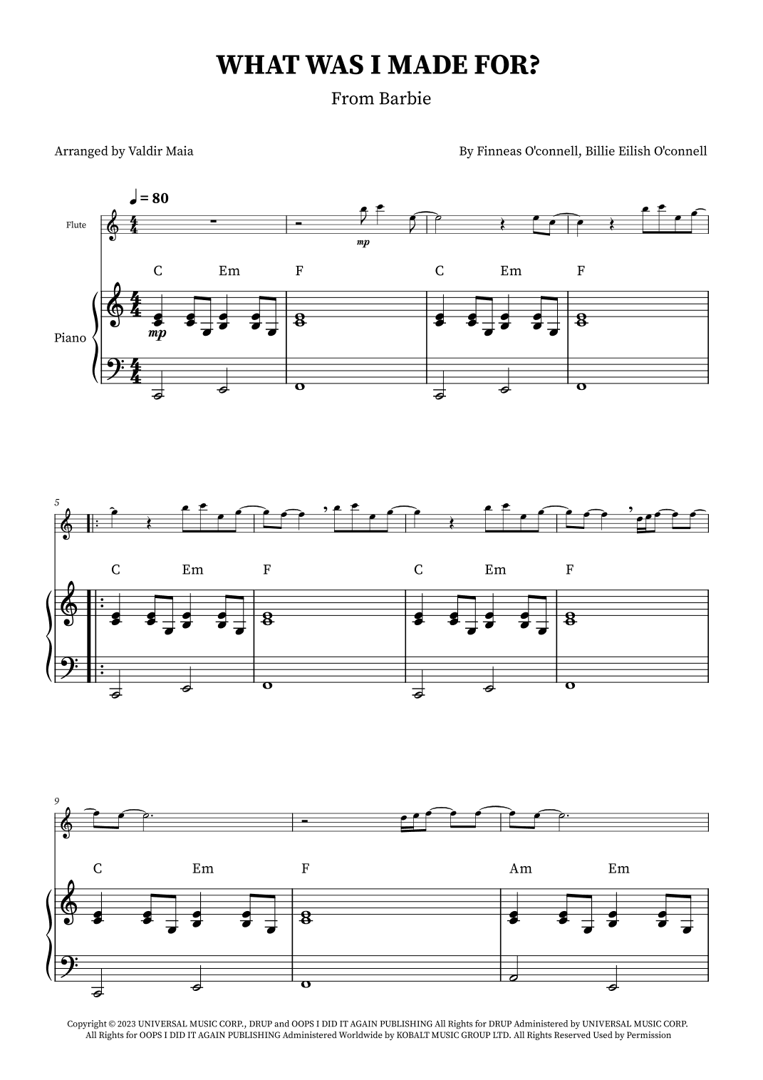 What Was I Made For? (arr. Valdir Maia)