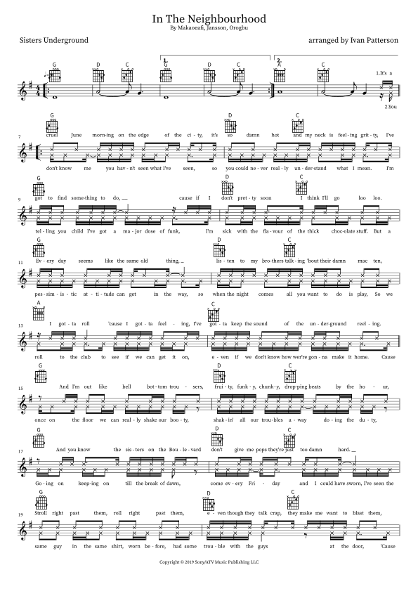 In The Neighbourhood (arr. Ivan Patterson, Pūkāea Music Publishing)