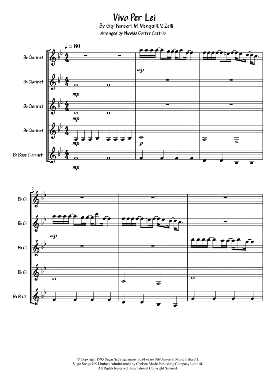 Vivo Per Lei (arr. Nicolás Cortés Castillo)