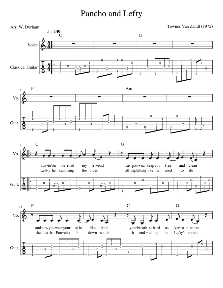 Pancho And Lefty (arr. Big Bill Durham)