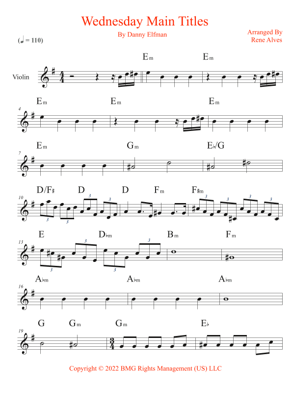 Wednesday Main Titles (arr. Rene Alves)