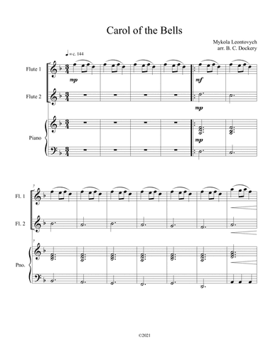 Carol of the Bells (Flute Duet with Piano Accompaniment) (arr. B. C. Dockery)