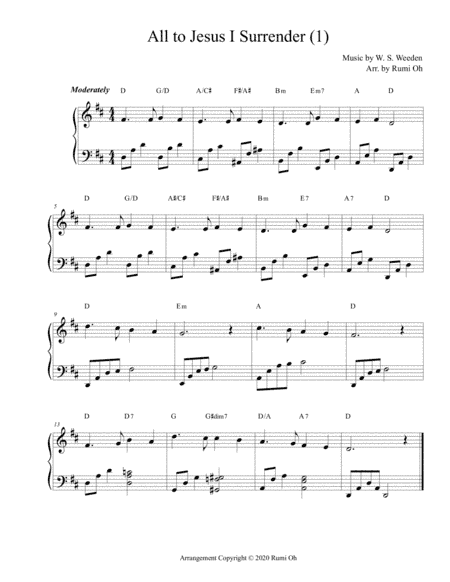 [All to Jesus I Surrender] Favorite hymns arrangements with 3 levels of difficulties for beginner an (arr. Rumi Oh)