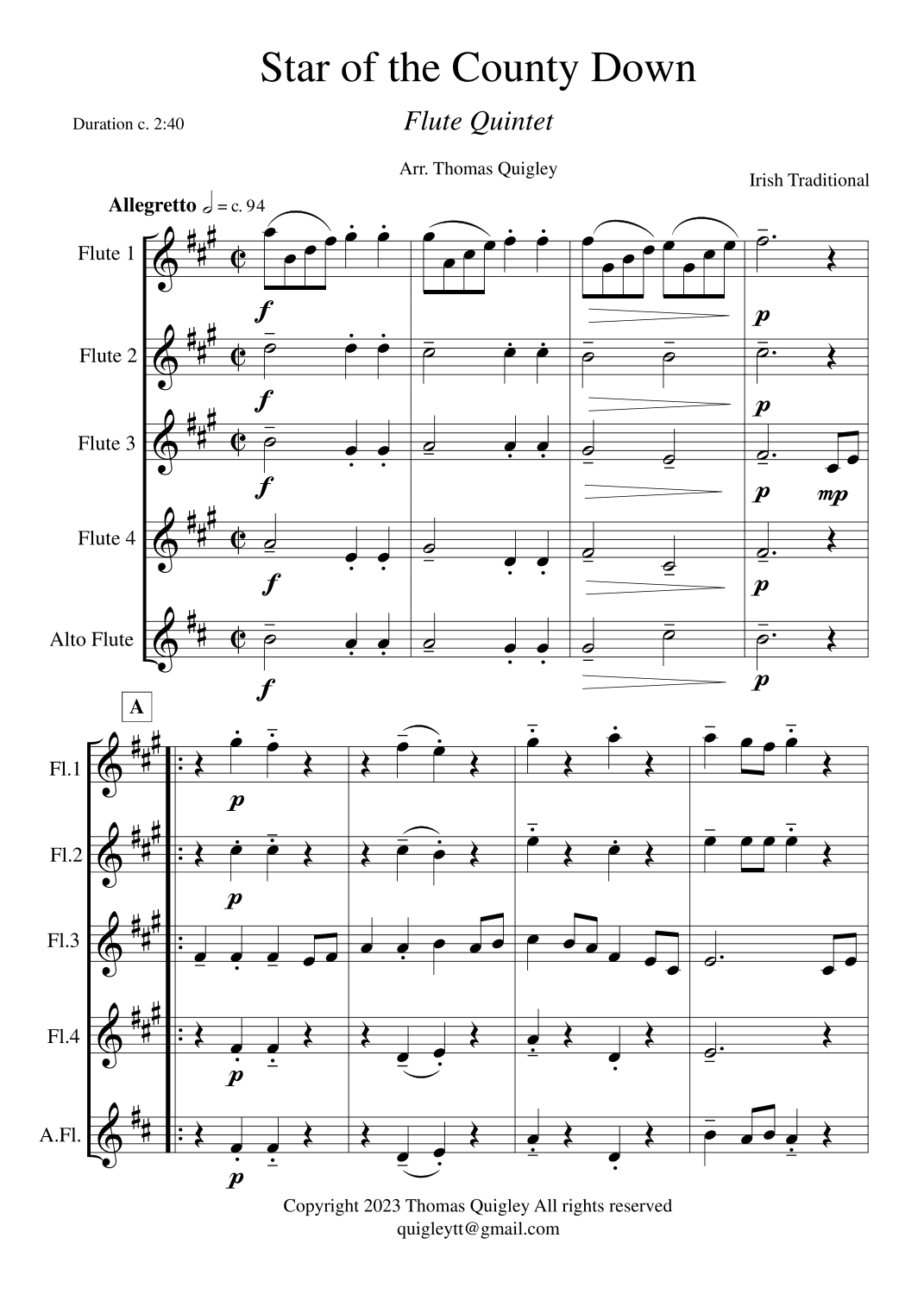 Star of the County Down (arr. Thomas Quigley)