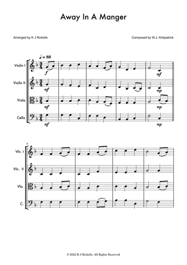 Away in a Manger - String Quartet (arr. K J Rickells)