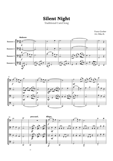 Silent Night for Bassoon Quartet (arr. Rika K.)