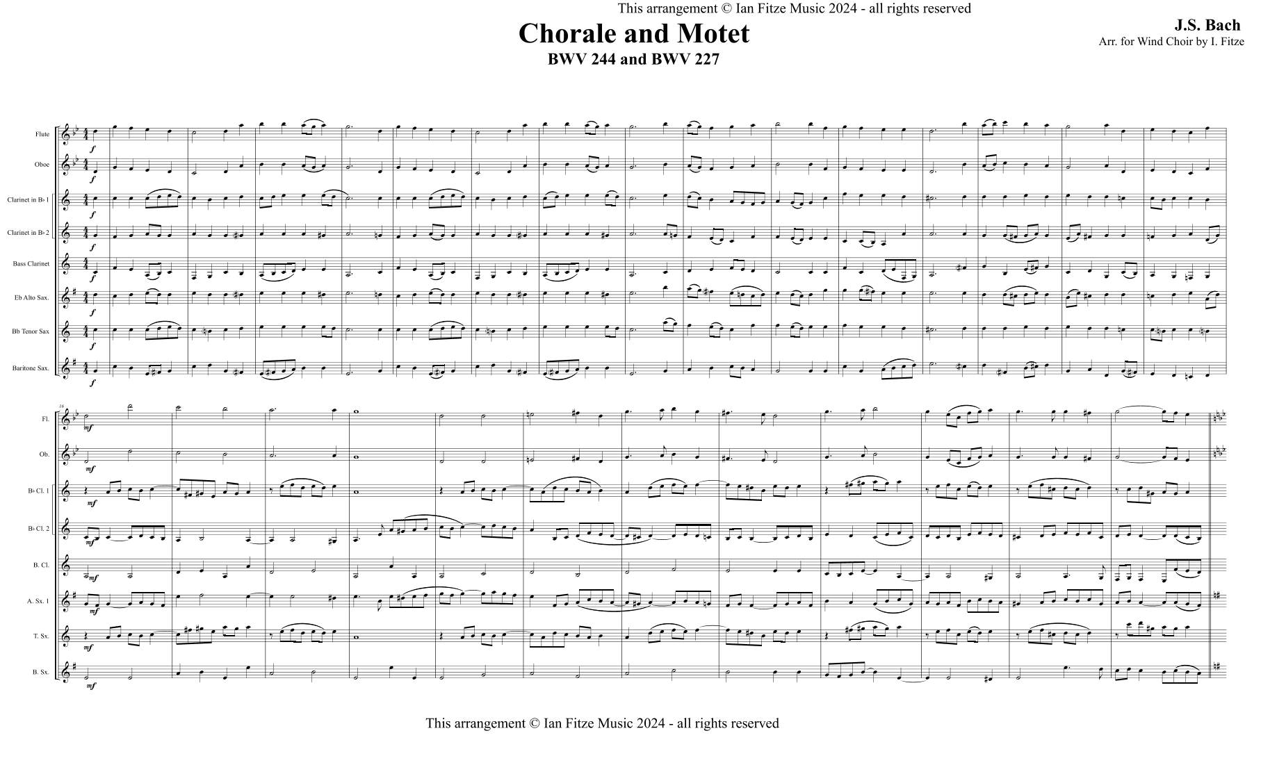 Chorale and Motet BWV 244 and BWV 227 (arr. Ian Fitze)