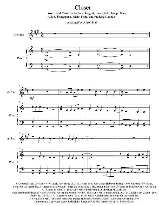 Closer (arr. Alison Hall)