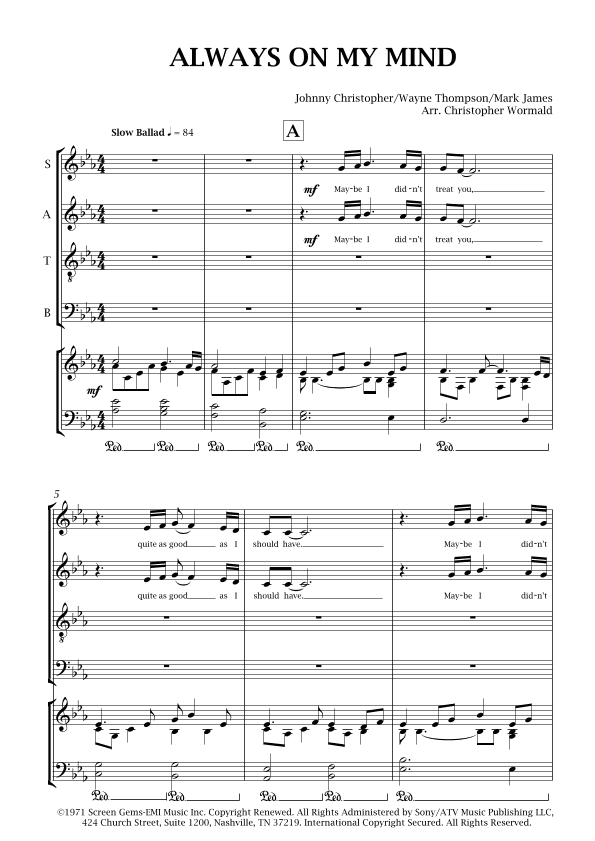 Always On My Mind (arr. Christopher Wormald)