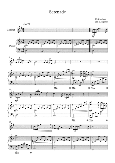 Serenade, Franz Schubert, For Clarinet & Piano (arr. Eugene Egorov)