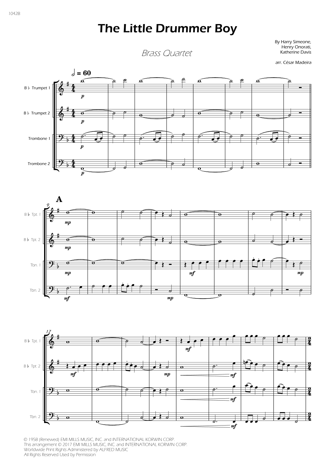 The Little Drummer Boy - Score Only (arr. César Madeira)