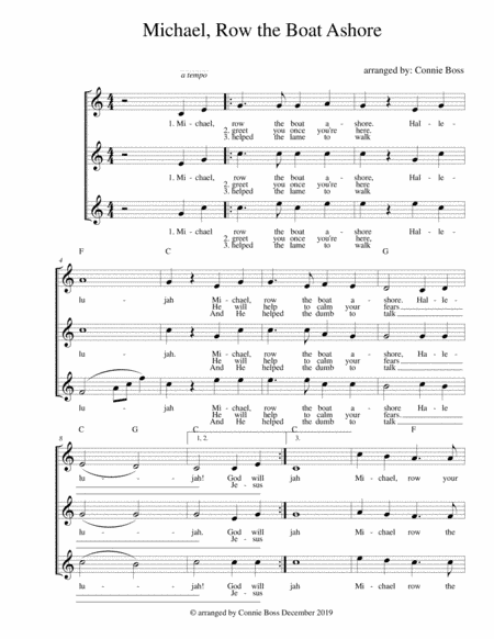 Michael, Row the Boat Ashore - A Capella - vocal trio - SSA etc (arr. Connie Boss)