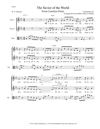 The Savior of the World (Londonderry Air), Vocal Duet, Viola (arr. James F. Rickley, Ken Bible)