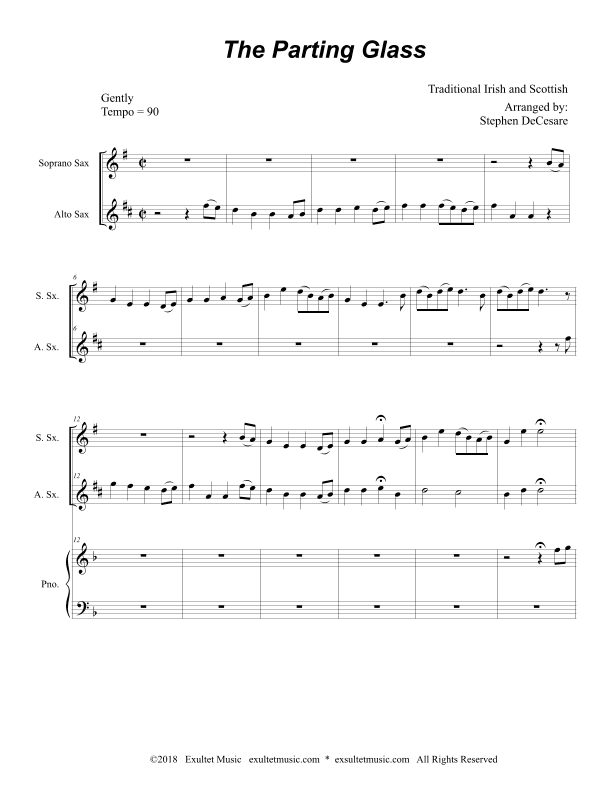The Parting Glass (Duet for Soprano and Alto Saxophone) (arr. Stephen DeCesare)