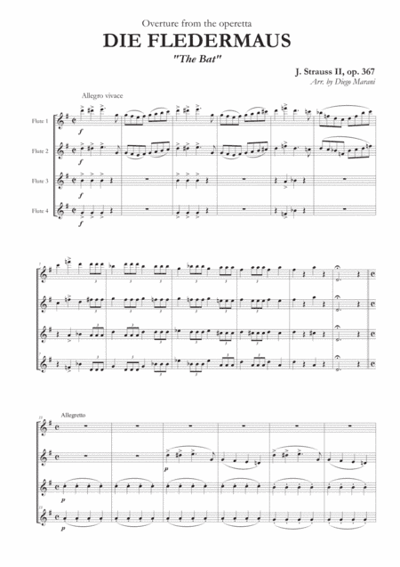 Overture from "The Bat" for Flute Quartet (arr. Diego Marani)