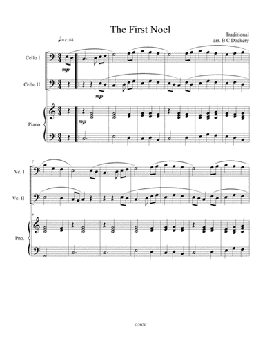 The First Noel (cello duet) with piano accompaniment (arr. B C Dockery)