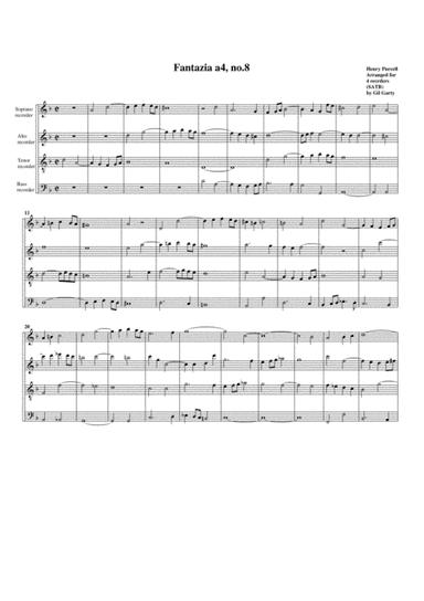 Fantazia no.8 (arrangement for 4 recorders (SATB)) (arr. Gil Garty)