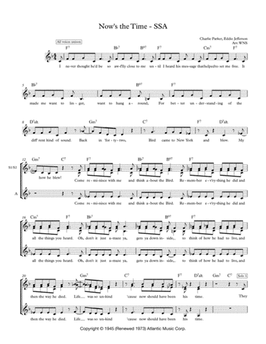 Now's The Time (arr. Wendy Nixon Stothert)