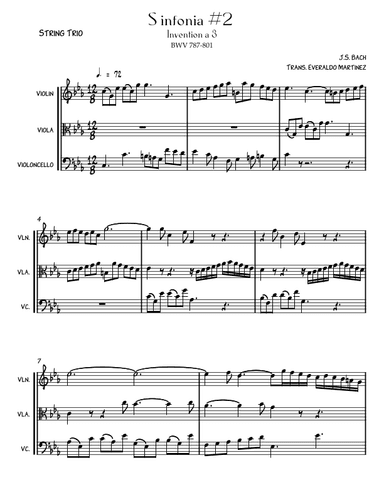 Invention a 3 voices Sinfonia No. 2 BWV 787 (arr. Everaldo Martinez)