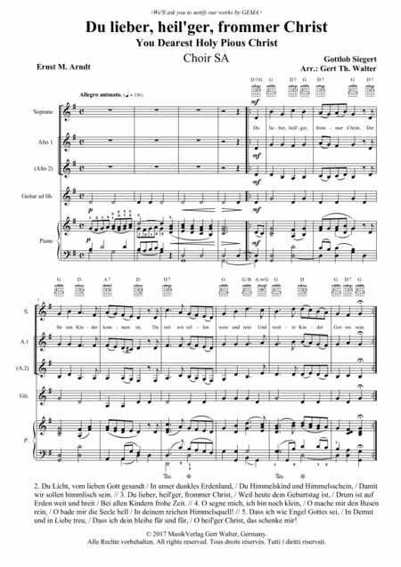 You Dearest Holy Pious Christ (arr. Gert Th. Walter)