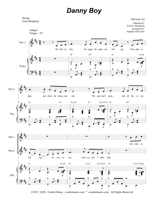 Danny Boy (for Unison / 2-Part Treble) (arr. Stephen DeCesare)
