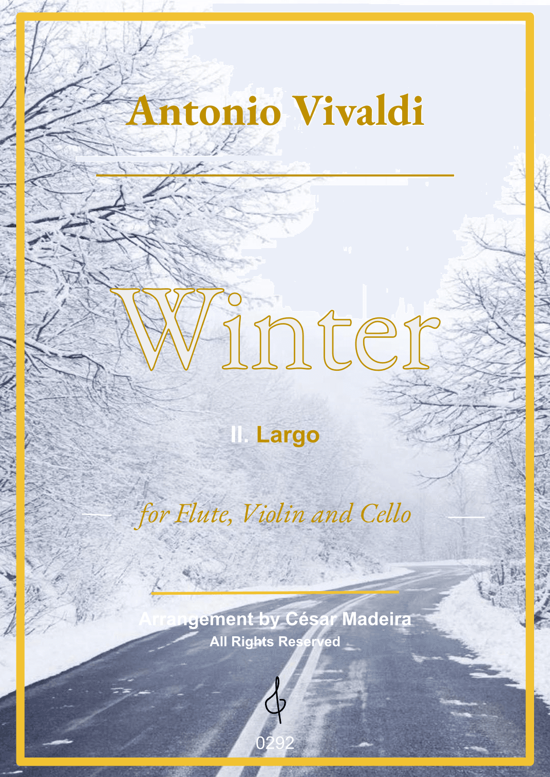 Winter by Vivaldi - Flute, Violin and Cello - II. Largo (Full Score) - Score Only (arr. César Madeira)