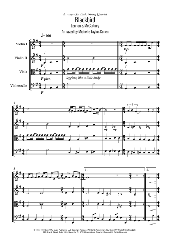 Blackbird (arr. Michelle Taylor-Cohen)
