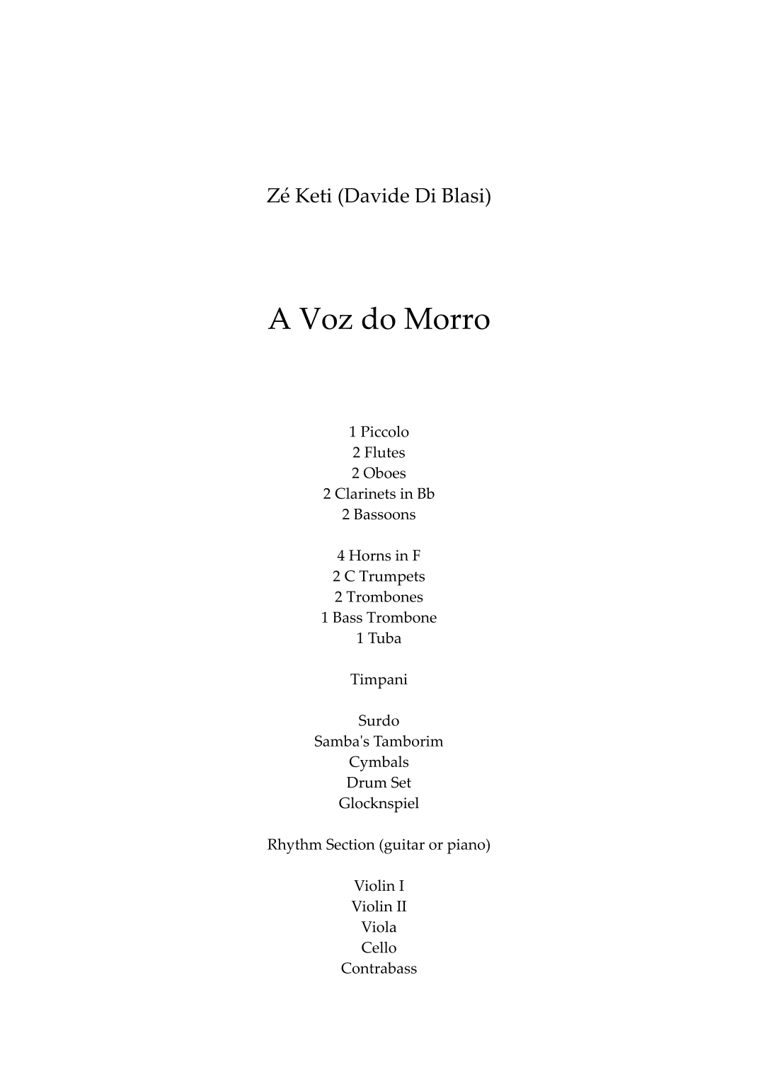 A Voz Do Morro (arr. Lipe Portinho)