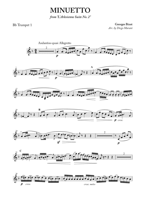 Minuetto from "L'Arlesienne Suite No. 2" for Brass Quintet (arr. Diego Marani)