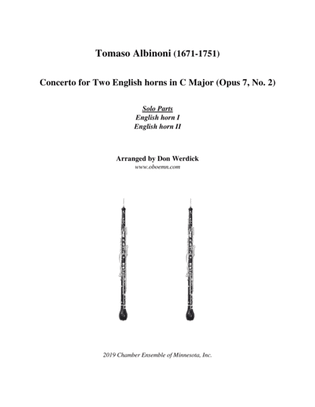 Concerto for Two English horns in C Major, Op. 7 No. 2 (arr. Don Werdick (1946 - ))
