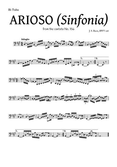 ARIOSO, by J. S. Bach (sinfonia) - for B? Tuba and accompaniment (arr. Leyandder Trustworthy)