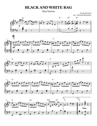 Black And White Rag - Easy (arr. Christian Bennedsen)