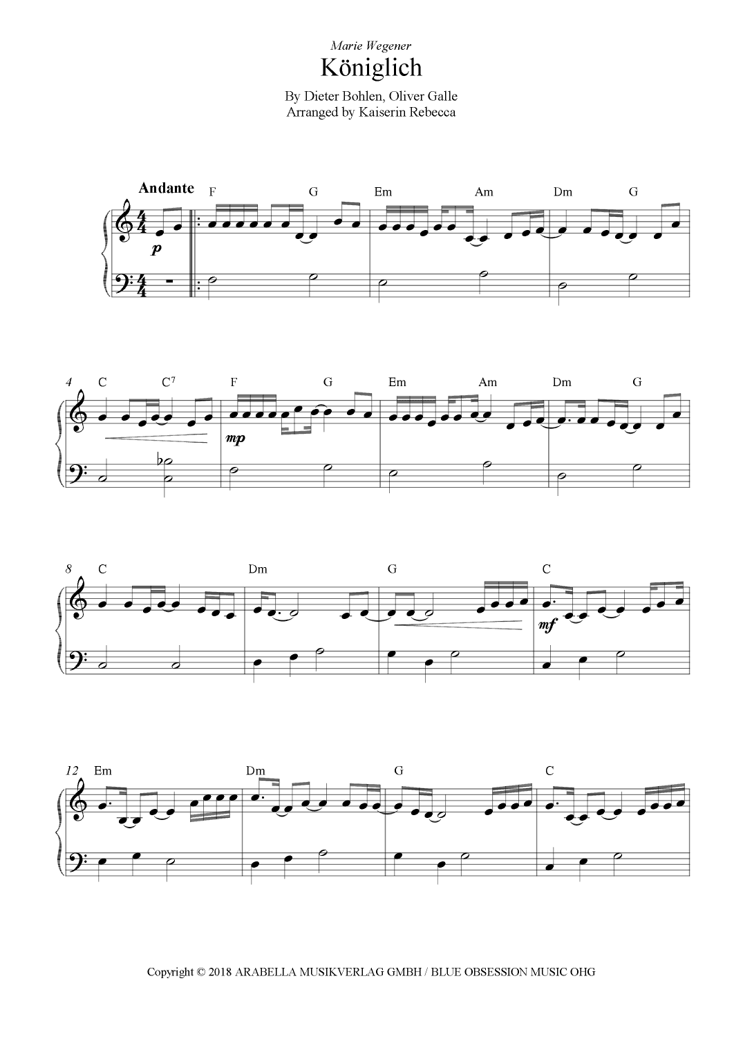 Koeniglich (arr. Kaiserin Rebecca)