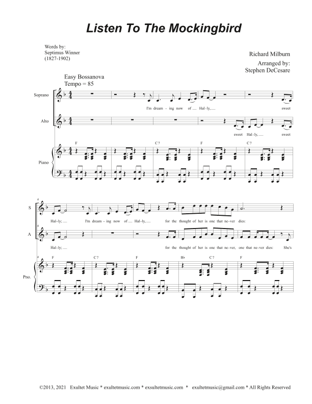 Listen To The Mockingbird (Duet for Soprano and Alto solo) (arr. Stephen DeCesare)