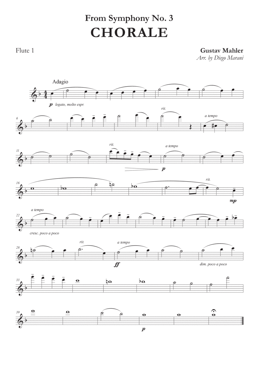 Chorale from Symphony No. 3 for Flute Quartet (arr. Diego Marani)