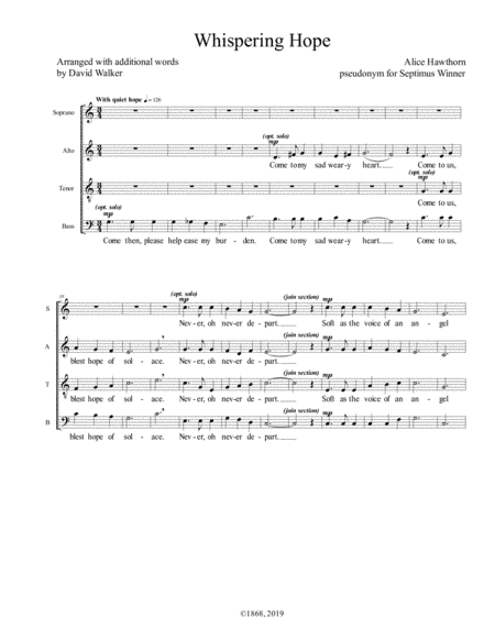 Whispering Hope (arr. David Walker)