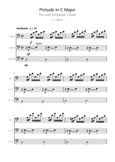 Prelude 1 in C Major BWV 846 (from Well-Tempered Clavier Book 1) for Cello Trio (arr. Ygor Nunes)