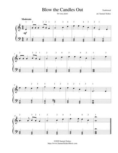 Blow the Candles Out - for easy piano (arr. Samuel Stokes)