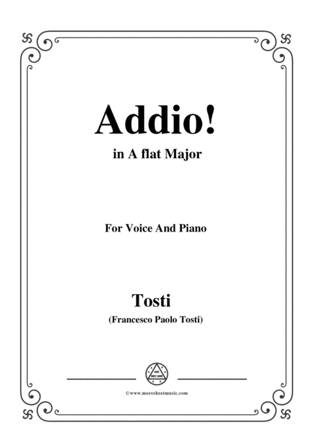 Tosti-Addio! In A flat Major,for Voice and Piano (arr. MSM)