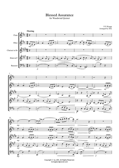 HYMN FOR WOODWIND QUINTET - Blessed Assurance (arr. JEK)
