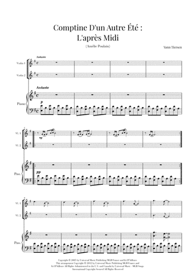 Comptine D'un Autre Été: L'après-midi (arr. Cadenza Editions)