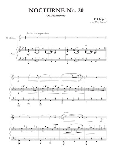 Nocturne No. 20 for Clarinet and Piano (arr. Diego Marani)