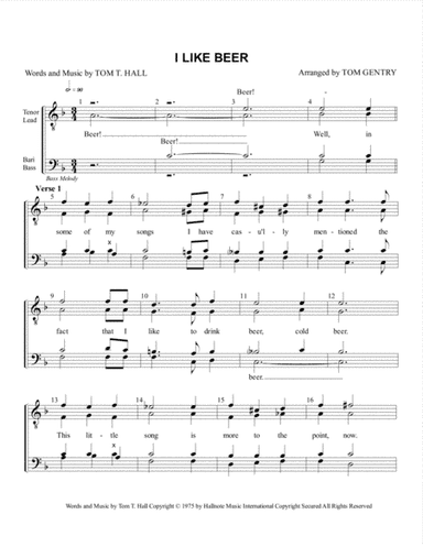 I Like Beer (arr. Tom Gentry)