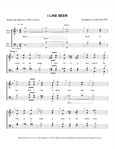 I Like Beer (arr. Tom Gentry)